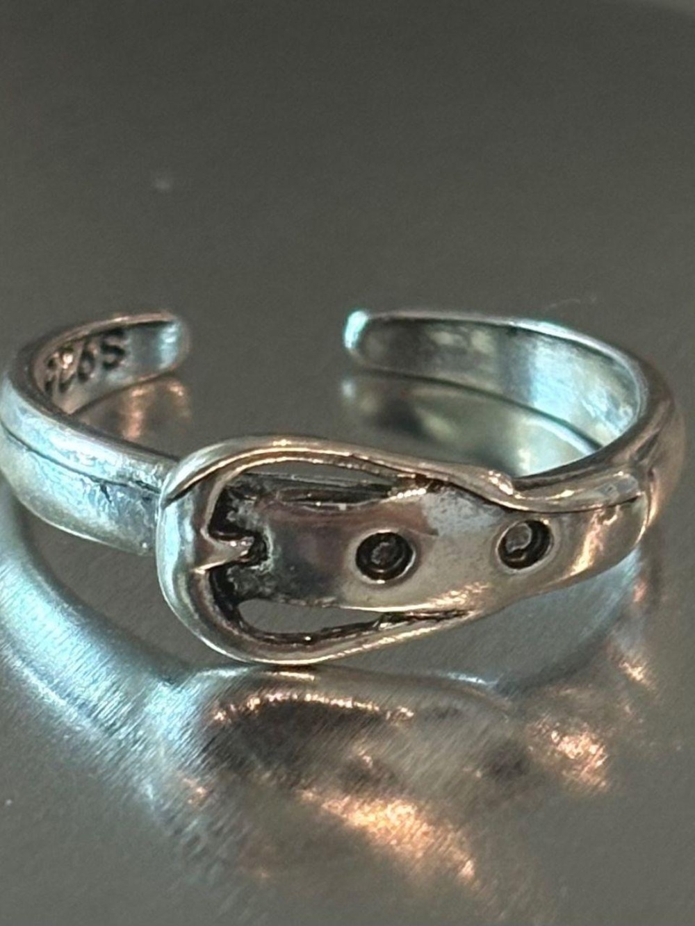 Sterling Silver Open Buckle-Style Women's Ring - Silver